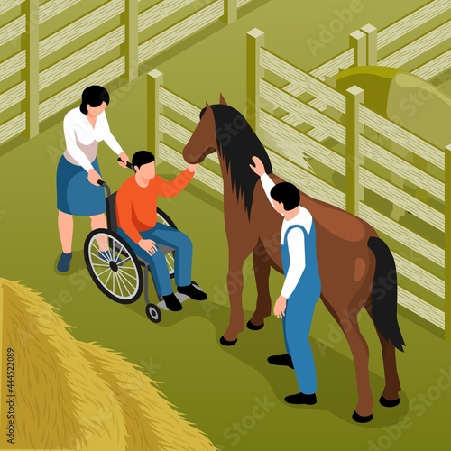 Hippotherapy Isometric Vector Illustration