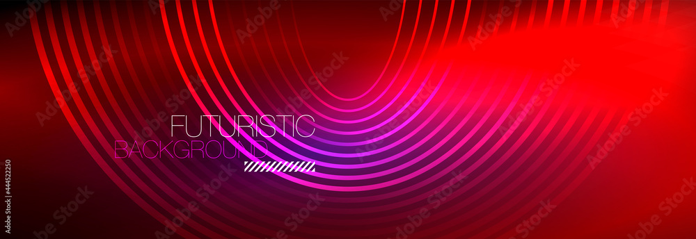 Dark abstract background with glowing neon circles. Trendy layout template for business or technology presentation, internet poster or web brochure cover, wallpaper Dark abstract background with glowing neon circles. Trendy layout template for business or technology presentation, internet poster or web brochure cover, wallpaper