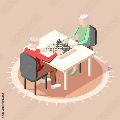 Elderly People Playing Chess