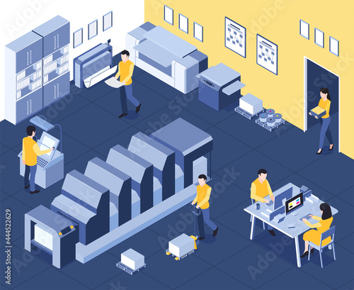 Polygraphy House Isometric Composition