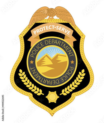 illustration of a shield with laurel wreath