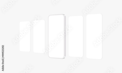 Clay Phone Mockup With Blank App Screens, Side View. Vector Illustration