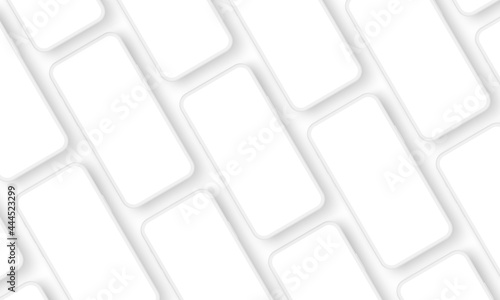 Clay Smartphones Screens Mockups for App Design Presentation, Isolated on White Background. Vector Illustration