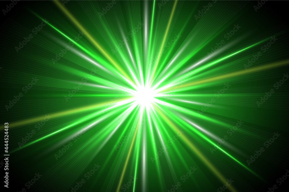 緑の放射状背景　Radial abstract ray background green