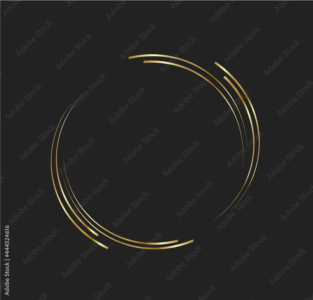 Abstract golden lines in circle form, Design element, Geometric shape with luxury style, Striped border frame for image, Technology round Logo, Spiral Vector Illustration Abstract golden lines in circle form, Design element, Geometric shape with luxury style, Striped border frame for image, Technology round Logo, Spiral Vector Illustration