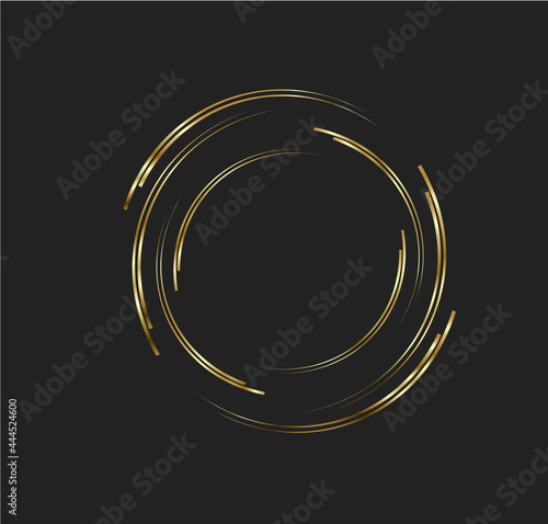 Abstract golden lines in circle form, Design element, Geometric shape with luxury style, Striped border frame for image, Technology round Logo, Spiral Vector Illustration