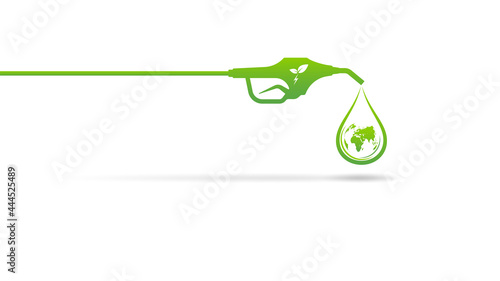 Eco friendly and Sustainable development with fuel nozzle, World environmental day, Vector illustration