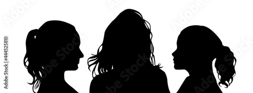 Heads of beautiful girls silhouettes. Vector illustration