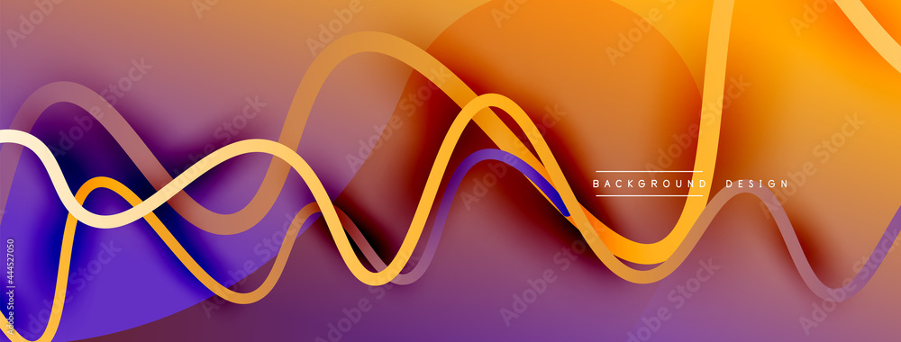 Fototapeta premium Abstract gradient background with wave line with shadow effect. Geometric composition. 3D shadow effects and fluid gradients