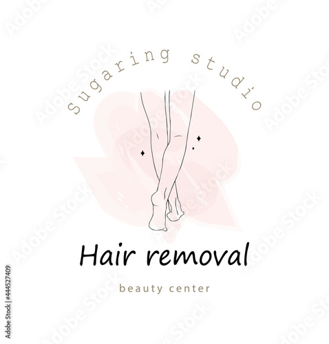 Hair removal. Linear female smooth legs. Woman body care. Vector Illustration of elegant feet in a trendy minimalist style. Epilation, beauty and health concept.