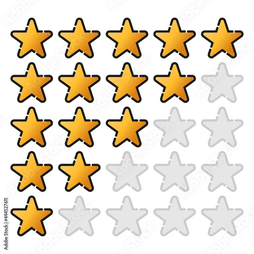 Customer review rating icon vector illustration. 5 star rating icon vector design template. Review Rating with Five Star vector icon flat design for website  symbol  logo  sign  mobile  app  UI.