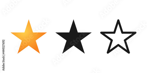 Set of Star icon vector illustration template. Star icon design collection. Star vector design isolated on white background. Star vector icon flat design for website  symbol  logo  sign  app  UI.