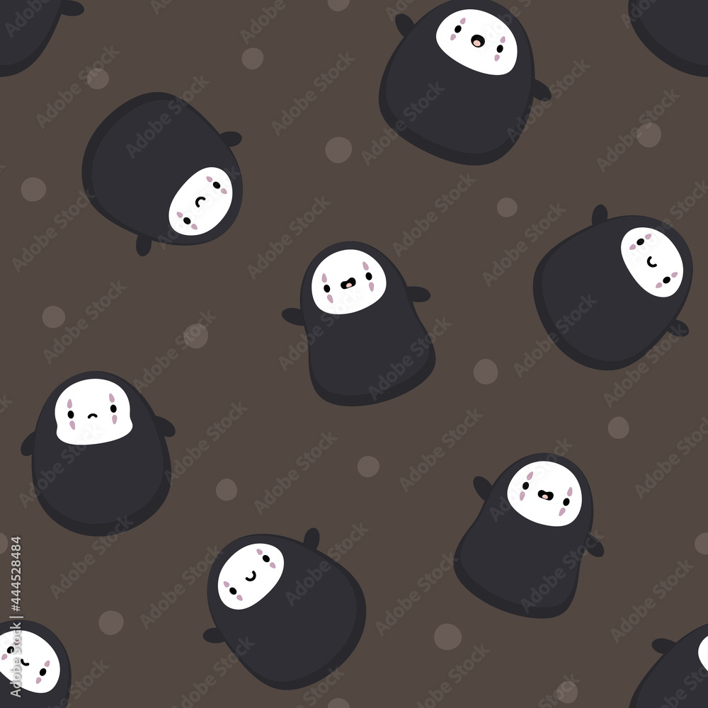 No Face Kawaii Ghost Seamless Pattern Background, Vector illustration No Face Kawaii Ghost Seamless Pattern Background, Vector illustration