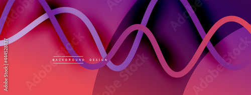 Abstract gradient background with wave line with shadow effect. Geometric composition. 3D shadow effects and fluid gradients