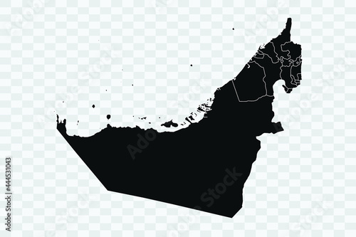 United Arab Emirates map black Color on Backgound