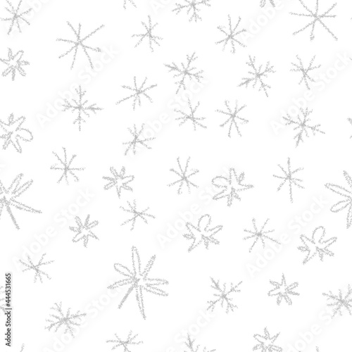 Hand Drawn grey Snowflakes Christmas Seamless Patt