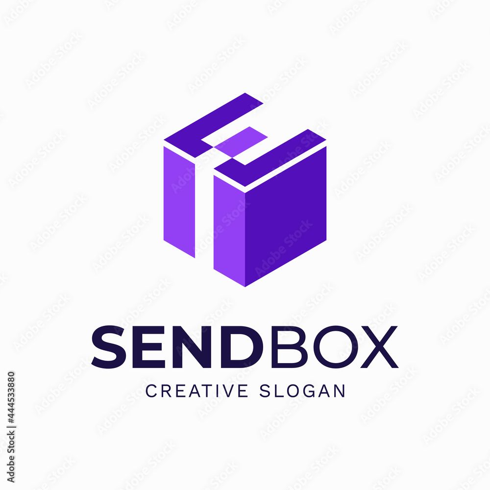 An unique box letter E logo template