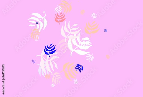 Light Purple vector doodle background with leaves.