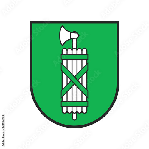 Switzerland canton coat of arms, Swiss flag shield and heraldic national emblem, vector. Swiss canton sign of St Gallen or Saint Gall, Switzerland confederation kantons coat of arms heraldry photo