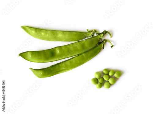 Wallpaper Mural Fresh green peas in pods isolated on white background. Torontodigital.ca