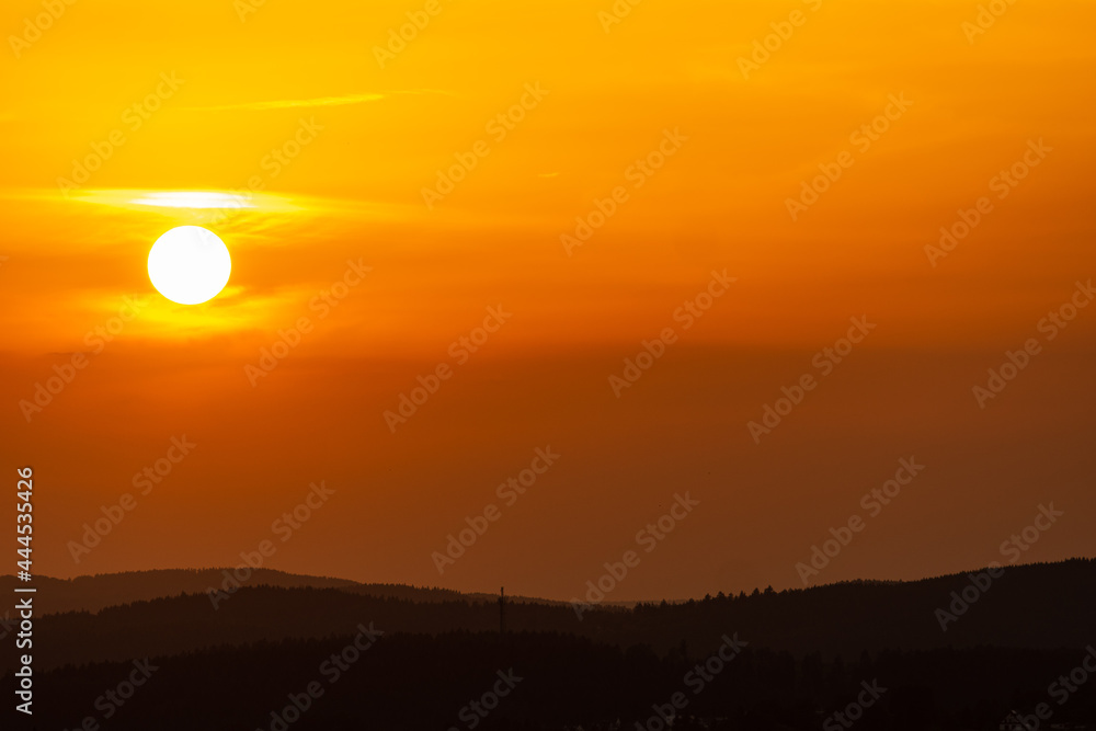 Sunset in summer in the Thuringian Forest