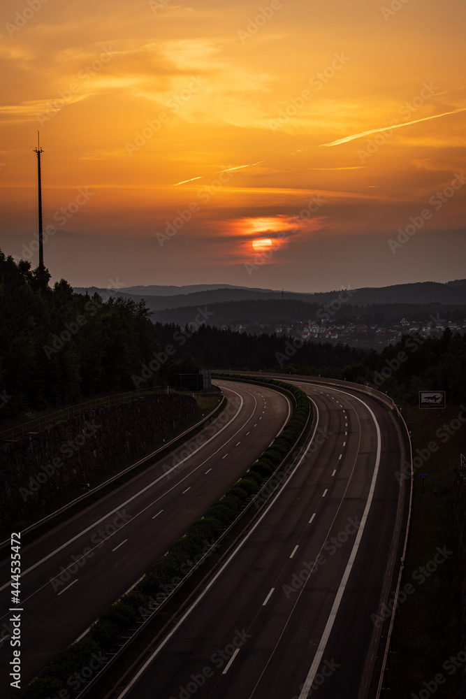 Sunset in summer in the Thuringian Forest