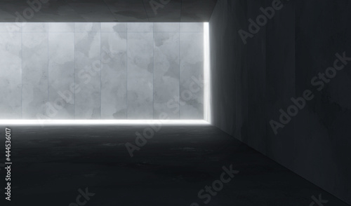 Empty space with concrete wall and lateral lights, Abstract Modern design background.3d Rendering.
