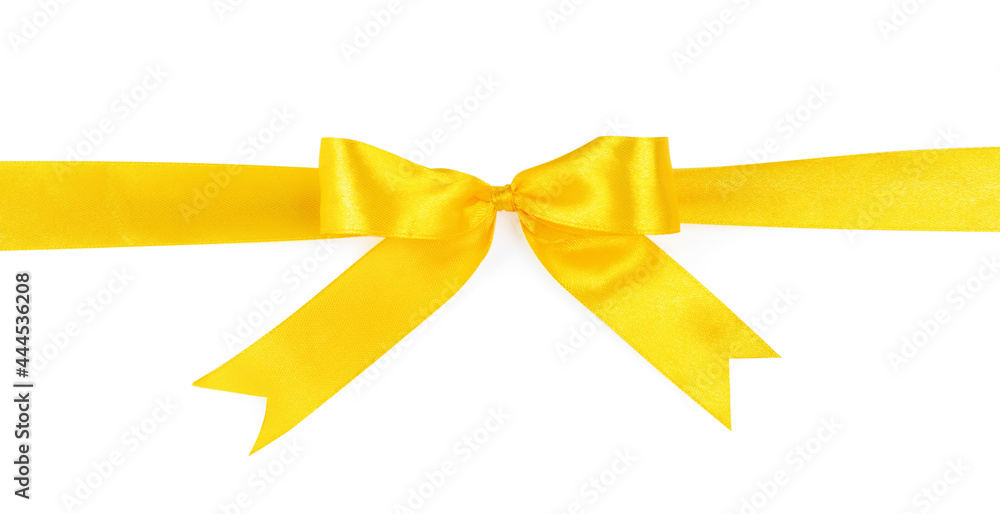 Yellow ribbon on white background, top view Yellow ribbon on white background, top view