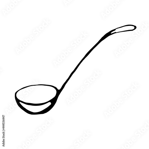 Doodle ladle on white background.The vector ladle can be used in culinary designs,textiles.
