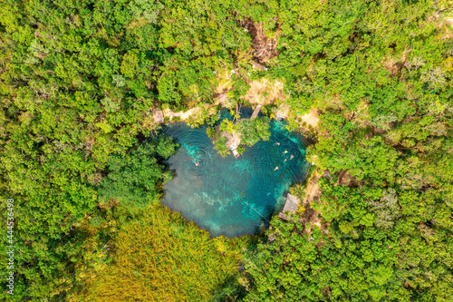 Fototapeta Heart shaped cenote in the middle of a jungle in Tulum, Mexico