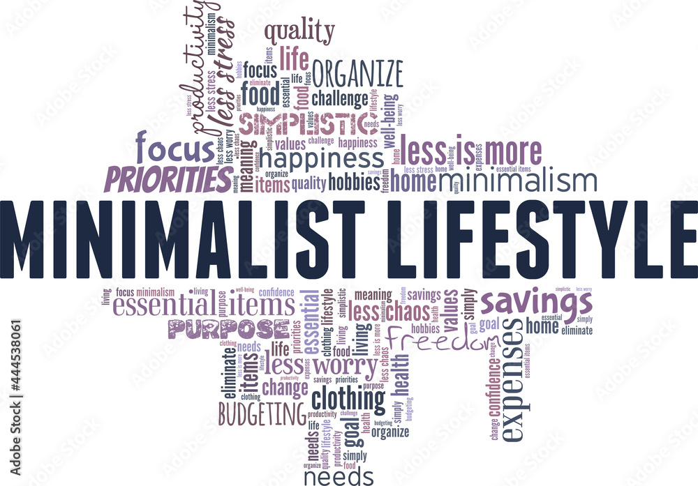 Fototapeta premium Minimalist lifestyle vector illustration word cloud isolated on a white background.