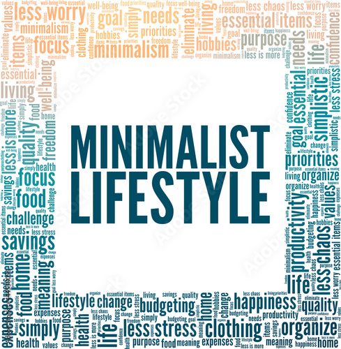 Minimalist lifestyle vector illustration word cloud isolated on a white background.