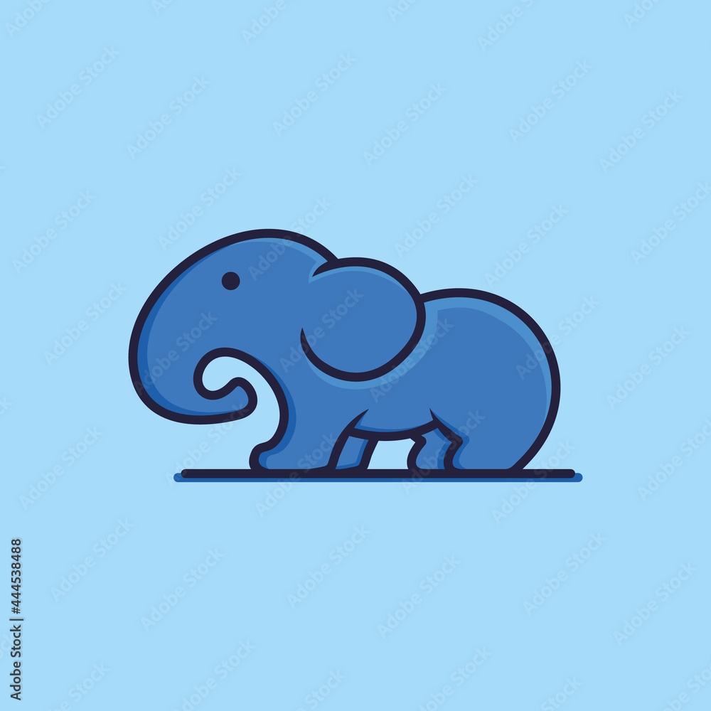 Illustration of cute Elephant design. Cartoon Elephant with adorable long trunk. in cartoon and flat style Illustration of cute Elephant design. Cartoon Elephant with adorable long trunk. in cartoon and flat style