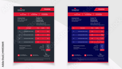 Minimal corporate invoice template Design for company business