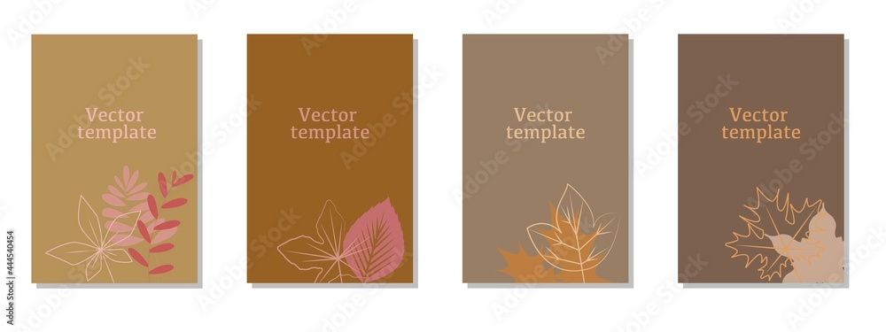 Set of autumn concept leaflet frame. Autumn and winter natural plants decoration vector template. Beautiful natural brochure design. Vector illustration. Set of autumn concept leaflet frame. Autumn and winter natural plants decoration vector template. Beautiful natural brochure design. Vector illustration.