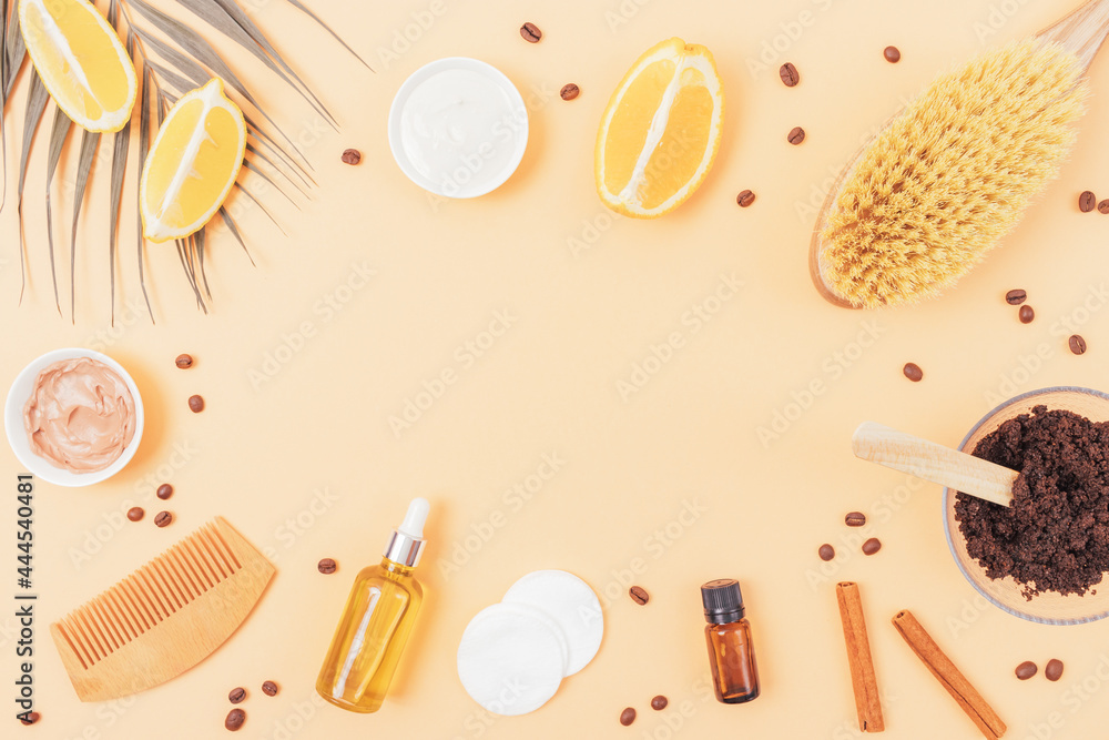 Beauty and body care flat lay composition Beauty and body care flat lay composition
