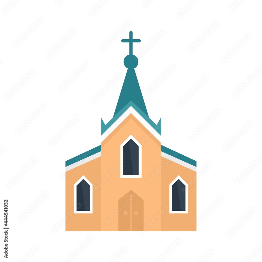 City church icon flat isolated vector