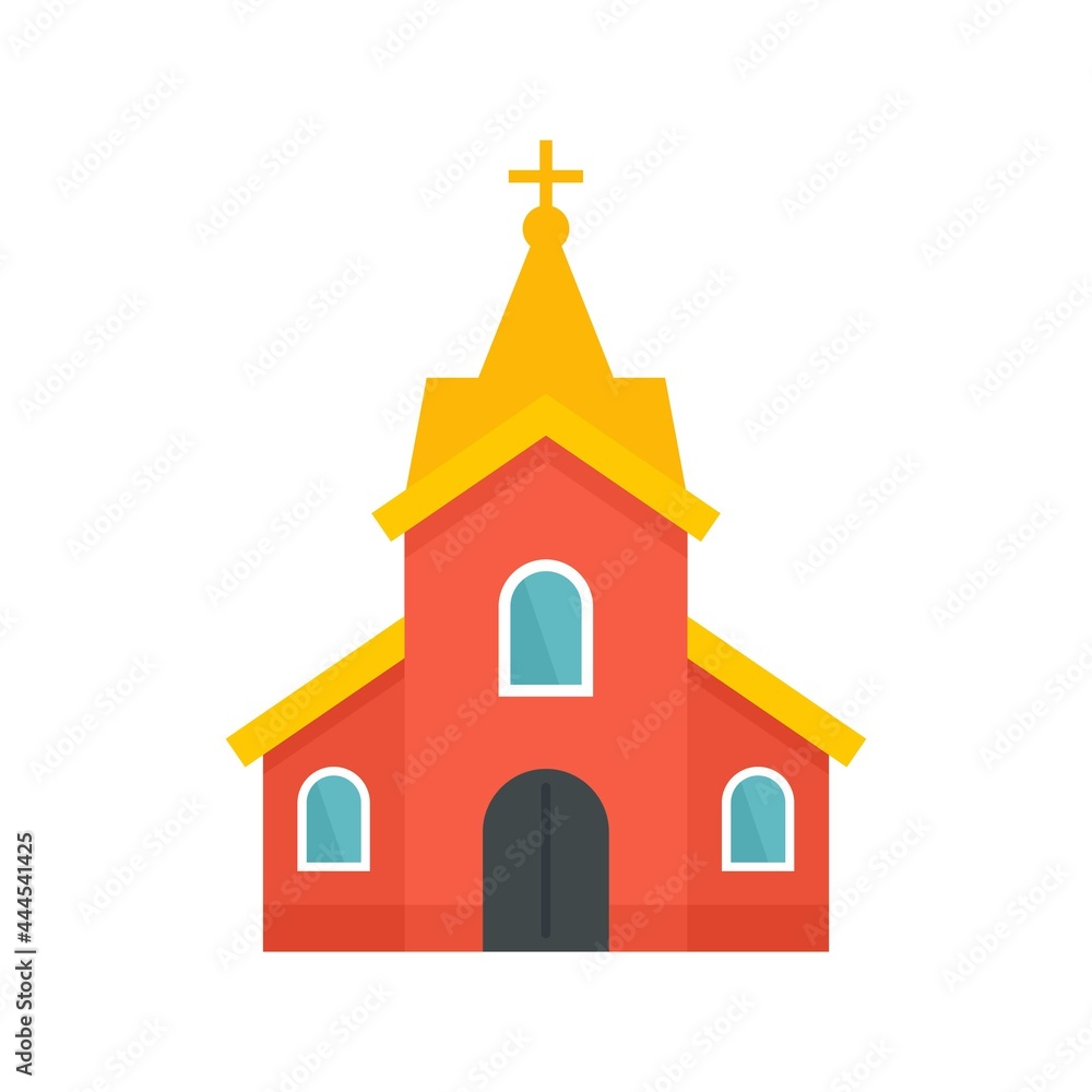Church building icon flat isolated vector