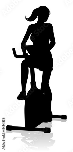 Gym Woman Silhouette Stationary Exercise Spin Bike