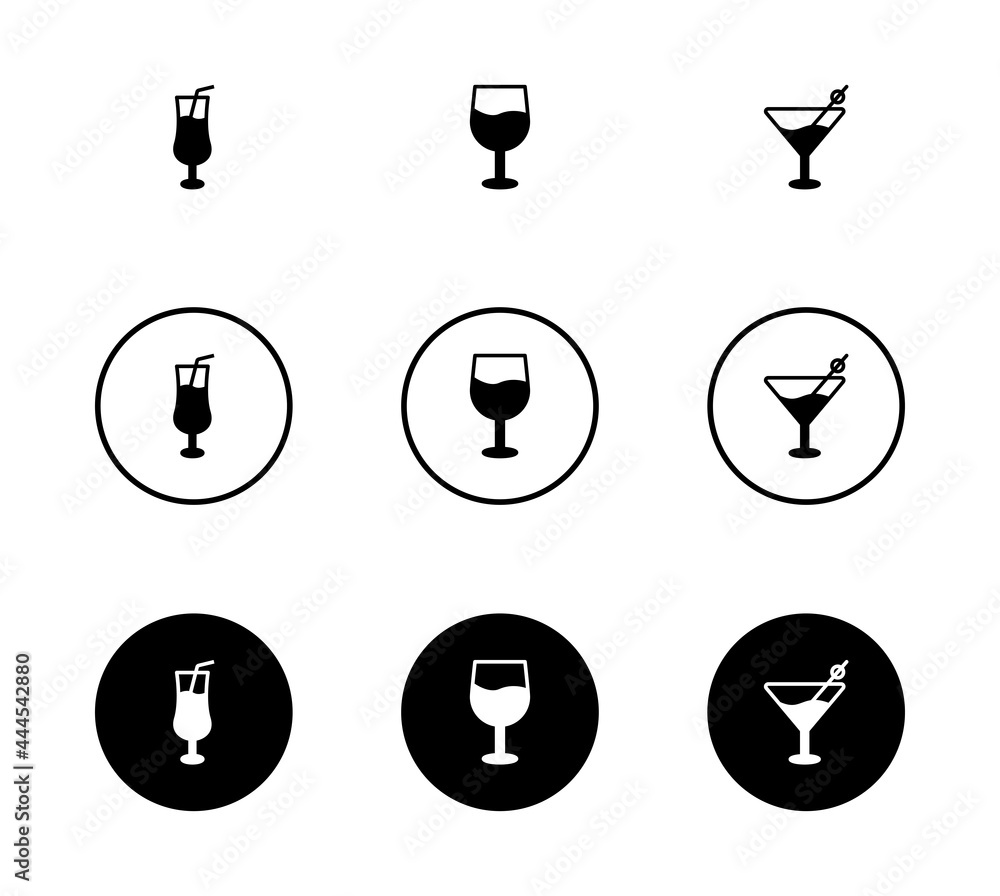 Cocktail icon set, Drink icon vector for web Cocktail icon set, Drink icon vector for web