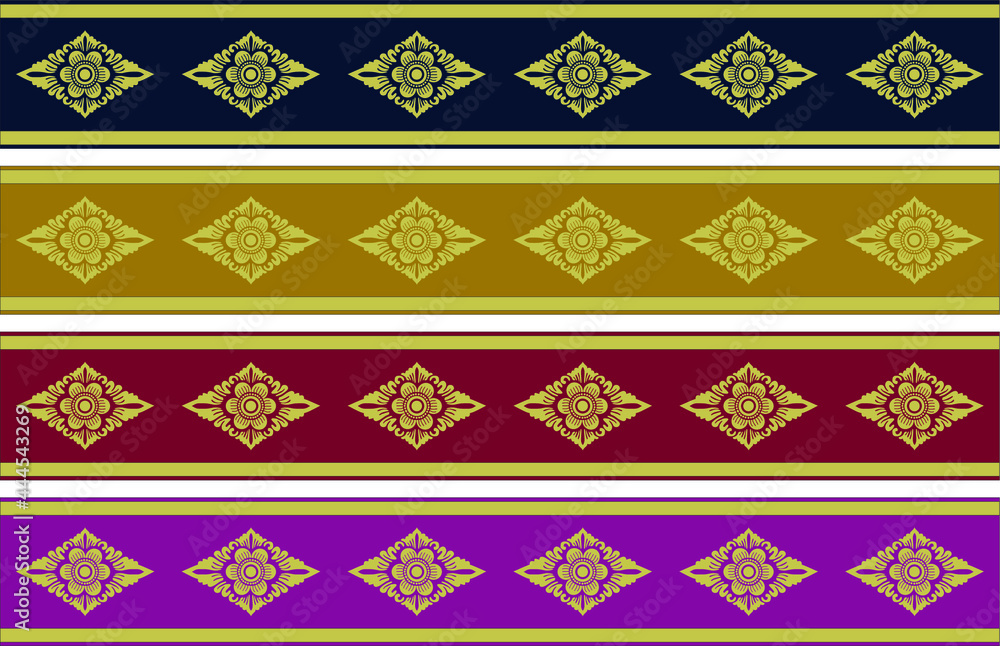 Geometric Indonesian batik motifs with distinctive Balinese floral pattern Geometric Indonesian batik motifs with distinctive Balinese floral pattern