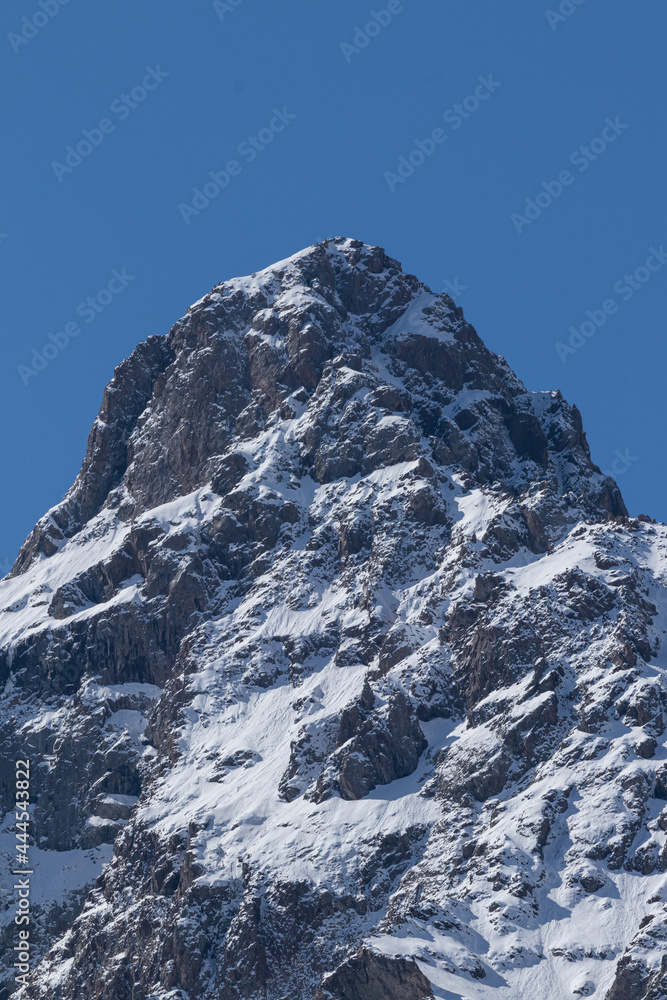 Picturesque peak of a large rock in the mountains