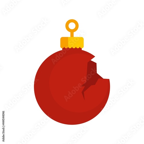 Broken fir tree ball icon flat isolated vector