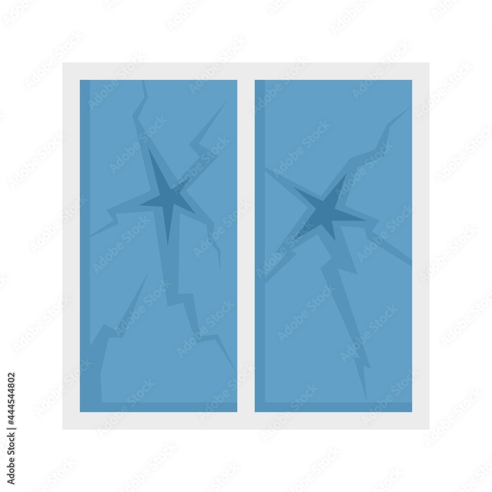 Broken house window icon flat isolated vector Broken house window icon flat isolated vector
