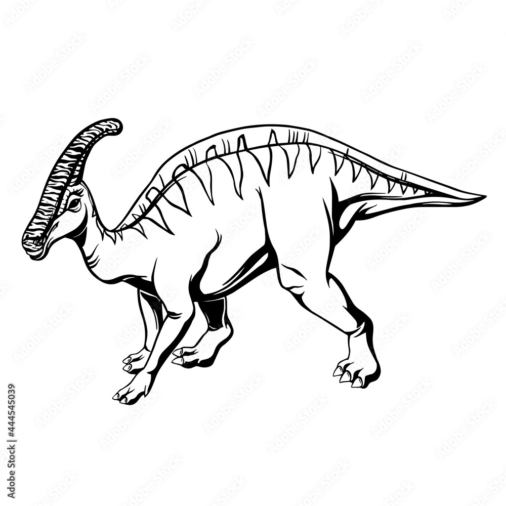 Comic hadrosaurus hand drawn style for print, tattoo, design and logo. Vector illustration. Comic hadrosaurus hand drawn style for print, tattoo, design and logo. Vector illustration.
