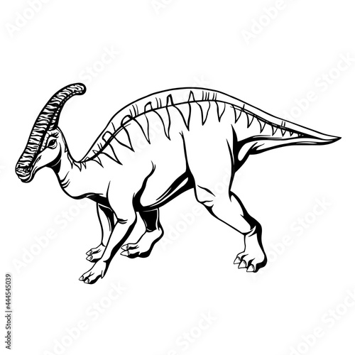 Comic hadrosaurus hand drawn style for print  tattoo  design and logo. Vector illustration.