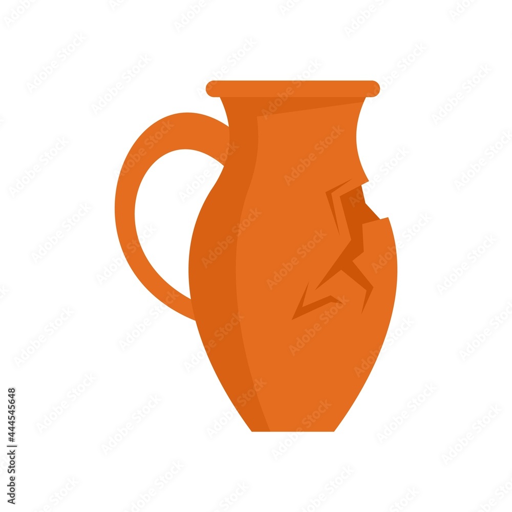 Cracked jug icon flat isolated vector