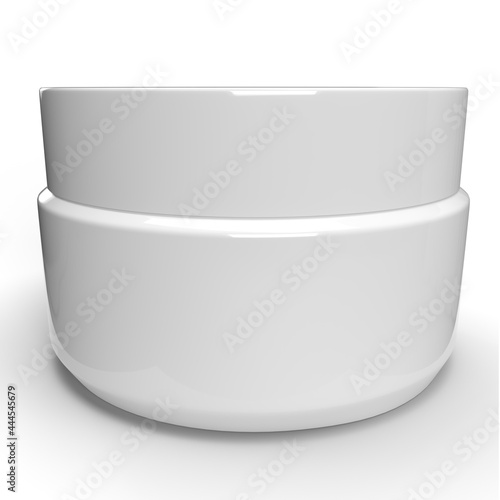 3d rendering of a white plastic container over white background