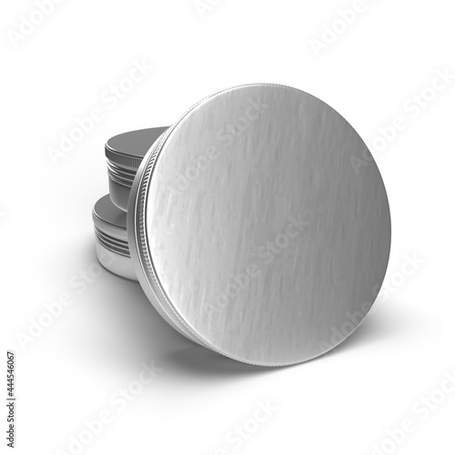3d rendering of a silver metal container 