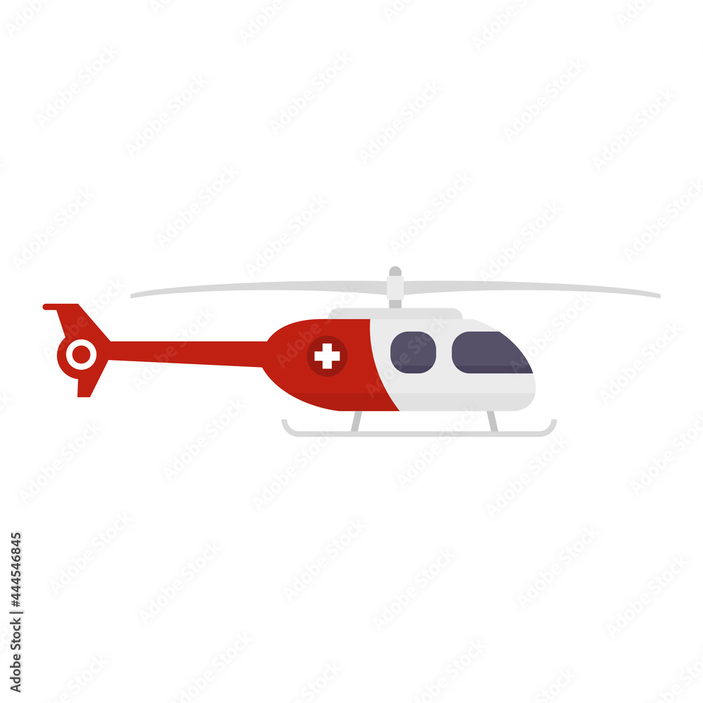 Ambulance helicopter icon flat isolated vector